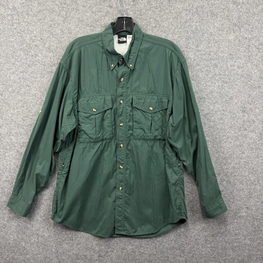 The North Face‎ Mens Forest Green Nylon Hiking Fishing Utility Shirt Medium M